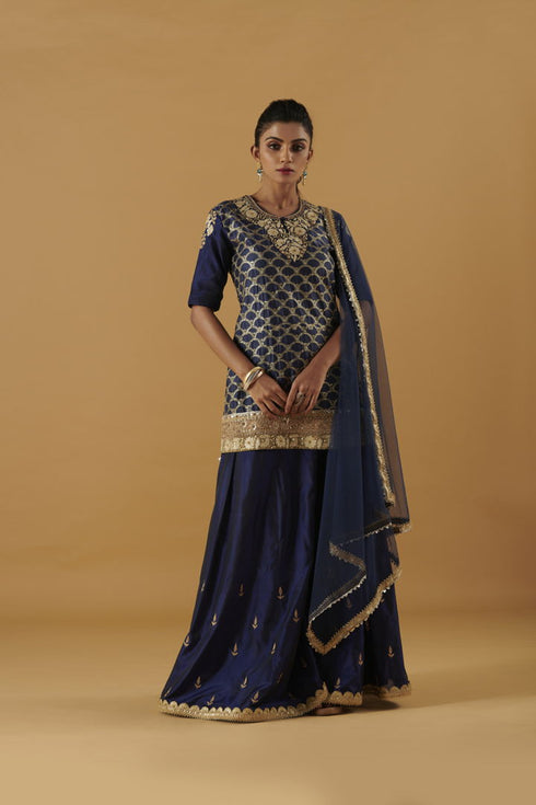 Embroidered Kurti With Sharara